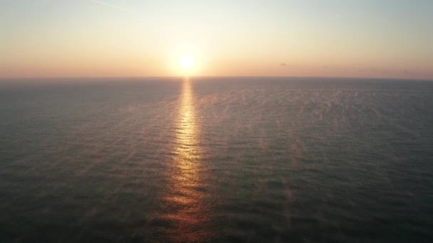 Aerial Video Morning Calm Sea Beautiful Sunrise Black Sea Bulgaria — Stock Video