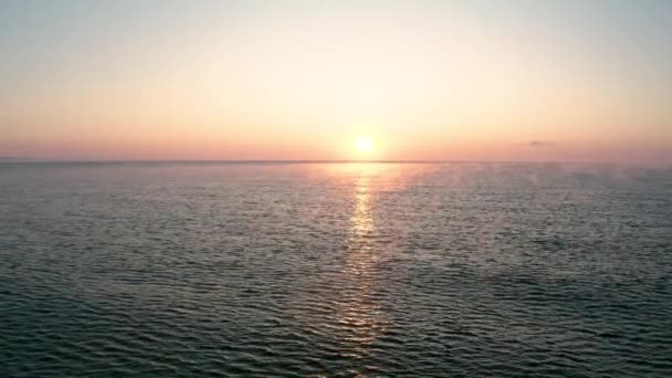 Aerial Video Morning Calm Sea Beautiful Sunrise Black Sea Bulgaria — Stock Video