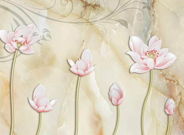 Duvar Kağıdı Gül Çiçekleri Mermer Arka Plan — Stok fotoğraf