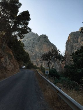 Kralın patikasındaki ağaçların arasından yükselen manzara.