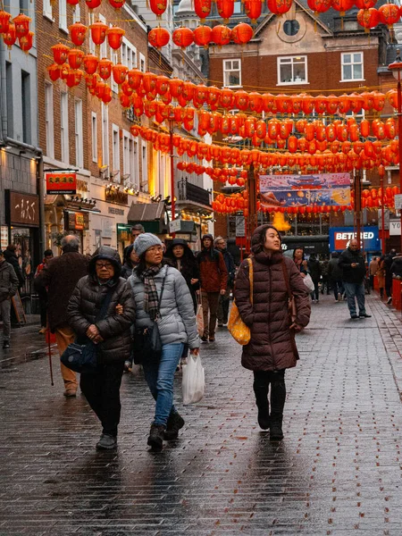 Лондон Великобритания Декабря 2019 Года Жители Туристы Посещают Китайский Квартал — стоковое фото