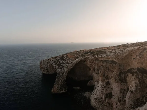 Panoramic Image Famous Blue Grotto Located One Coasts Malta Beautiful — Stock Photo, Image