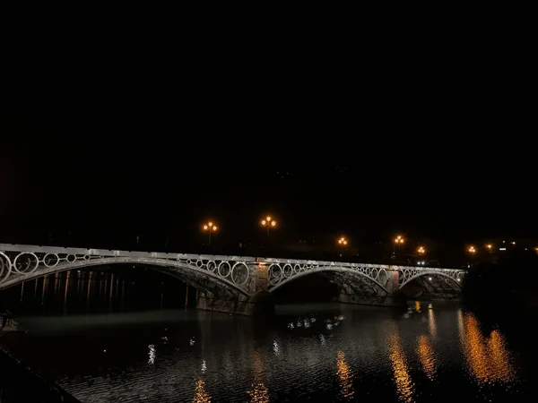 Pont Triana Rivière Guadalquivir Nuit — Photo
