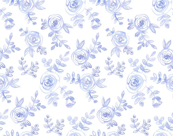 Acquerello sfondo floreale. Rami e foglie nei colori blu pastello. Sfondo vintage. Illustrazione botanica dipinta a mano per matrimoni e biglietti di auguri — Foto Stock