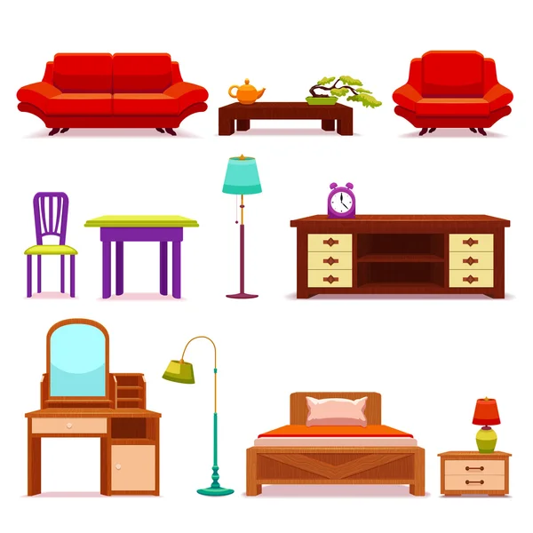 Conjunto de muebles de hotel — Archivo Imágenes Vectoriales