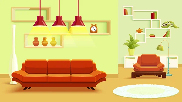 Sala de estar diseño interior — Vector de stock