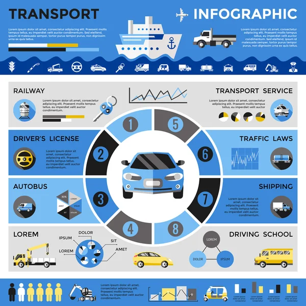 Transport Colored Infographics — Stock Vector