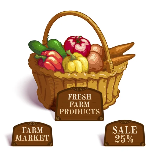 Composição de produtos agrícolas frescos — Vetor de Stock