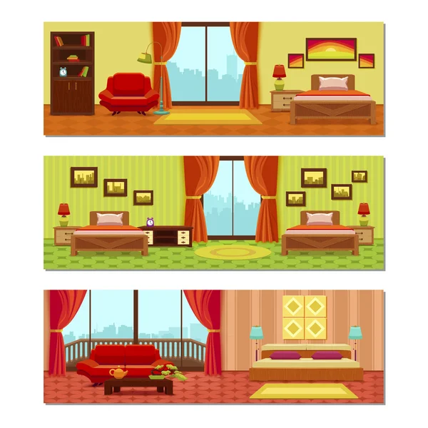 Hotel Rooms Compositions — Stock Vector