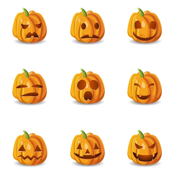 Set de Emoticones de Calabaza de Halloween Aislados — Vector de stock