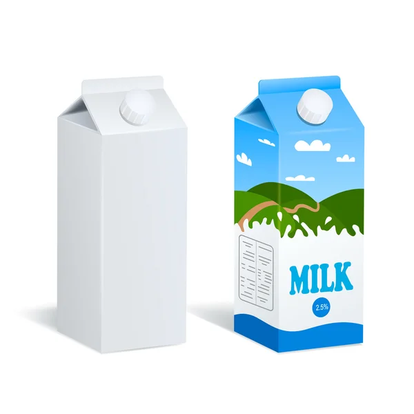 Cajas de leche realistas aisladas — Vector de stock