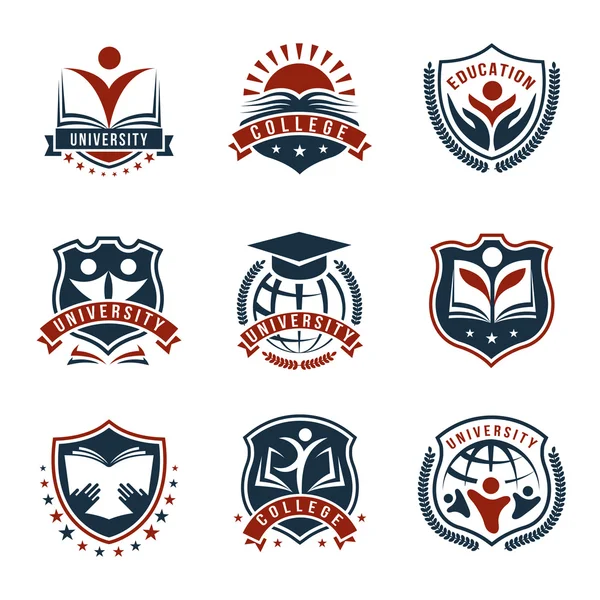 Renkli Üniversite Logoları İzole Set — Stok Vektör