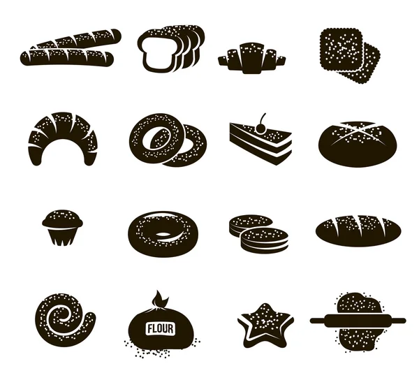 Набір чорних хлібобулочних іконок — стоковий вектор