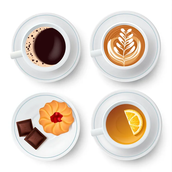 紅茶とコーヒーと同様の分離カップ — ストックベクタ