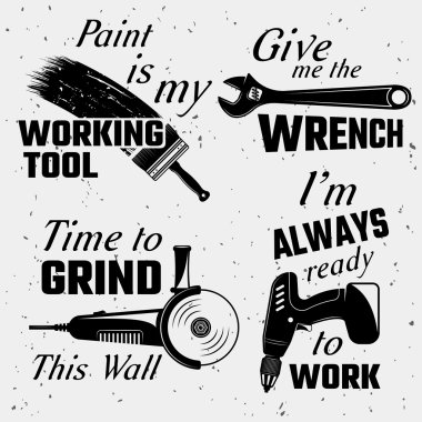 Work Tools With Quotes Set