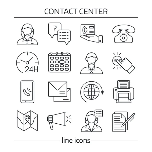 Kontaktieren Sie uns Linien Icon Set — Stockvektor