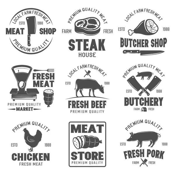 Butchery Black White Emblems — Stock Vector