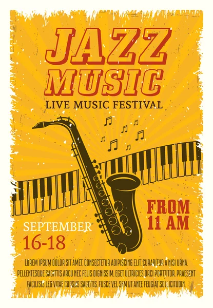 Cartel del Festival de Música de Jazz — Archivo Imágenes Vectoriales
