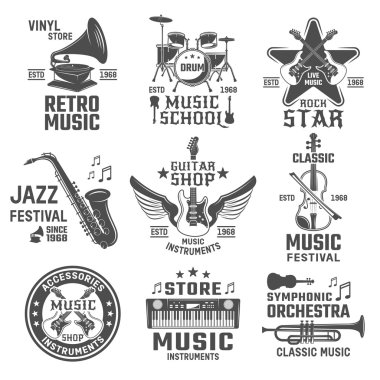 Müzik Siyah Beyaz Amblemler