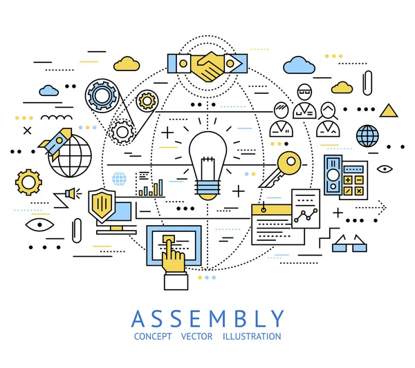 Assembly Line Art — Stock Vector