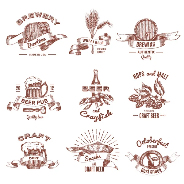Emblemas de estilo vintage de cerveza — Archivo Imágenes Vectoriales