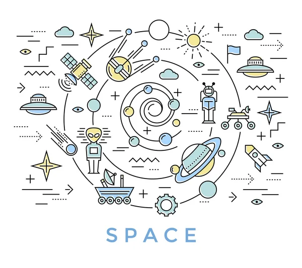 Space Line Art — Stock Vector