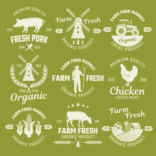 Emblemas monocromáticos da fazenda — Vetor de Stock