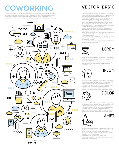 Conceito Vertical de Coworking — Vetor de Stock