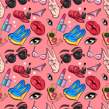 Moda 80s çizgi roman tarzı desen