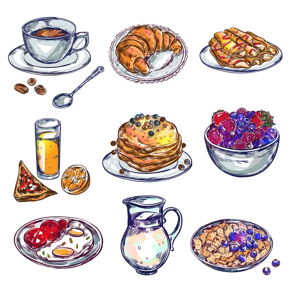 Set de iconos de desayuno de comida — Archivo Imágenes Vectoriales