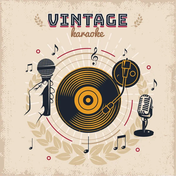 Karaoke im Vintage-Stil — Stockvektor