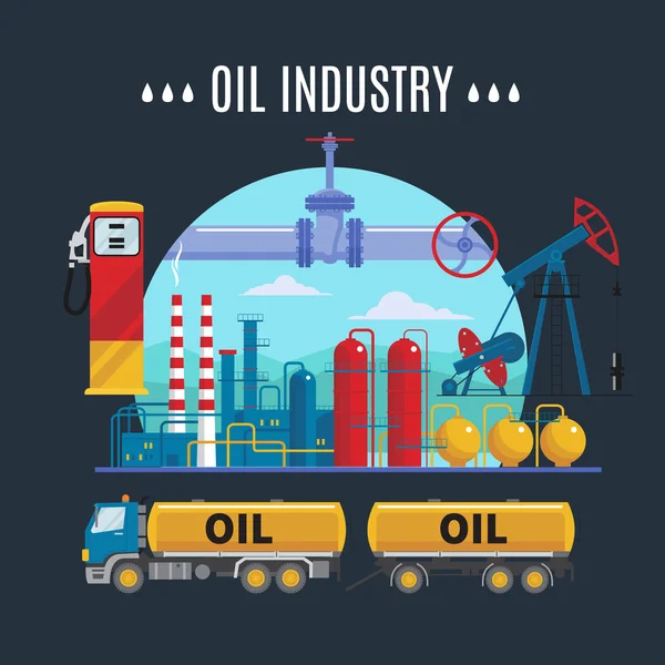 Samenstelling van de olie-industrie — Stockvector