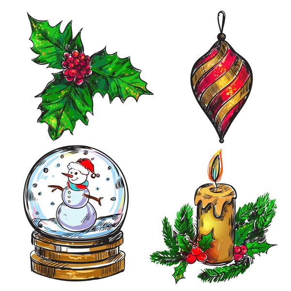 Conjunto de ícone de esboço de Natal —  Vetores de Stock