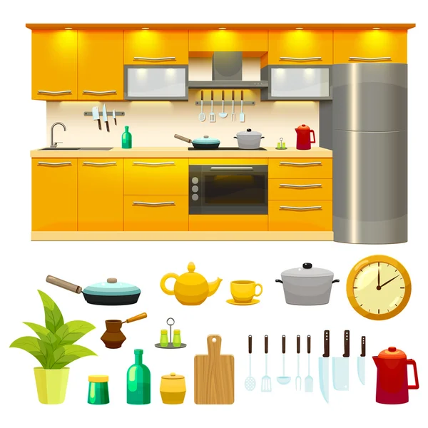 Set de iconos de diseño de cocina — Vector de stock