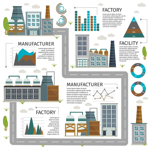 Industriële gebouwen Infographics — Stockvector