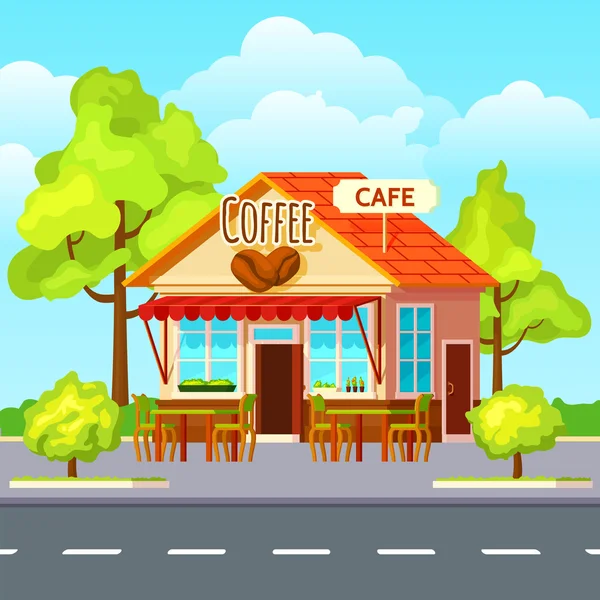 Street Coffee Outdoors Komposisi - Stok Vektor