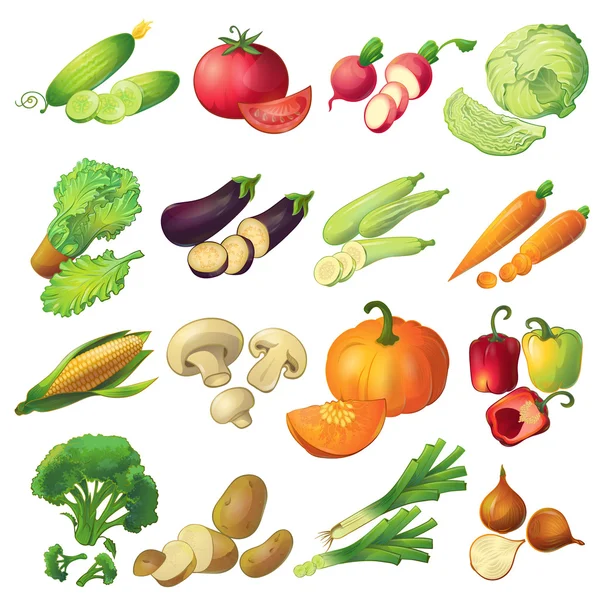 Ensemble d'icône de légumes frais — Image vectorielle