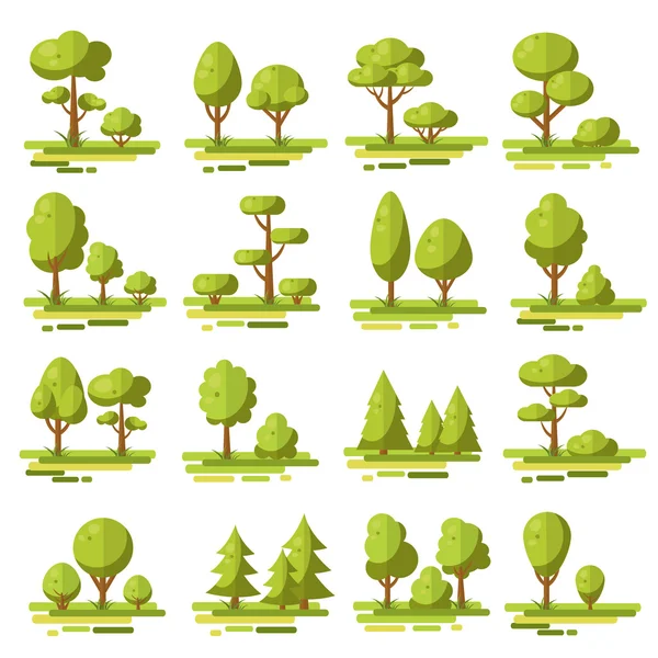 Conjunto de elementos planos forestales — Vector de stock