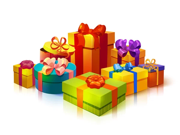 Boîtes cadeaux Composition de la pile — Image vectorielle