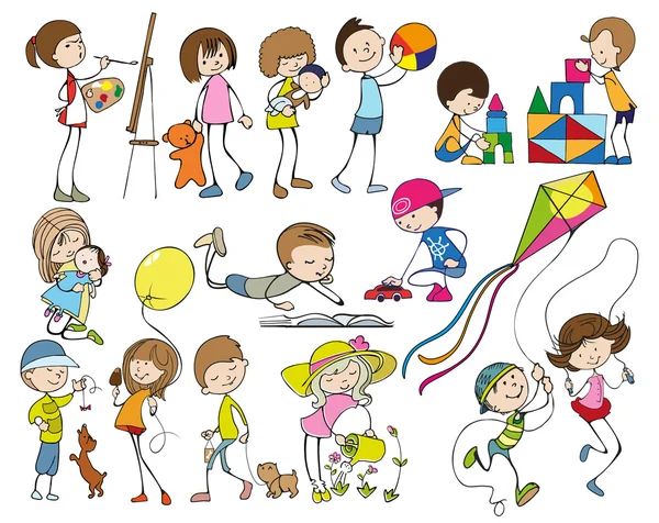 Desenhos animados crianças conjunto —  Vetores de Stock