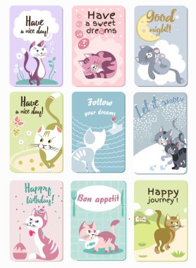 Komik Kediler kartları Set