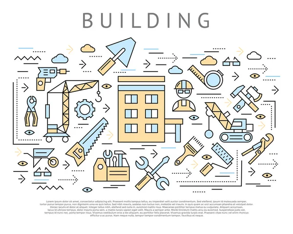 Koncepcja budynku i budowa — Wektor stockowy