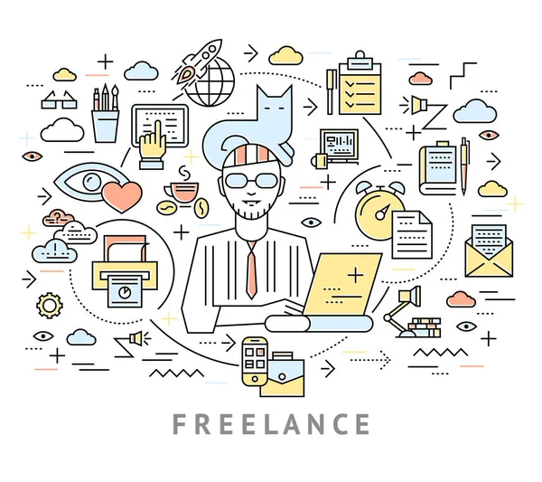 Contexto conceitual freelance —  Vetores de Stock