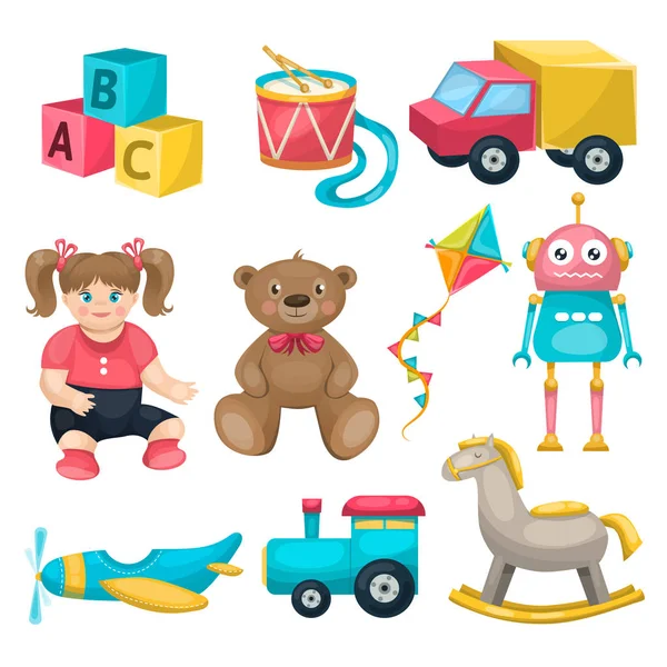 Set di giocattoli singoli per bambini — Vettoriale Stock