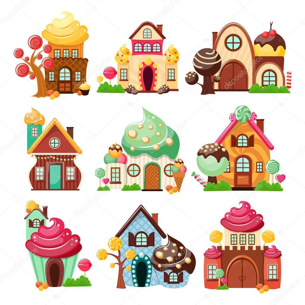 Candy Houses Icon Set Stock Vector Image By C Mogil