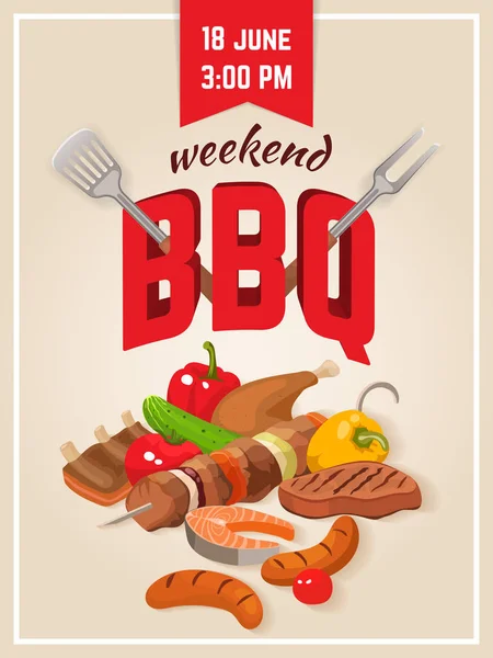 Cartel de fin de semana de barbacoa — Vector de stock