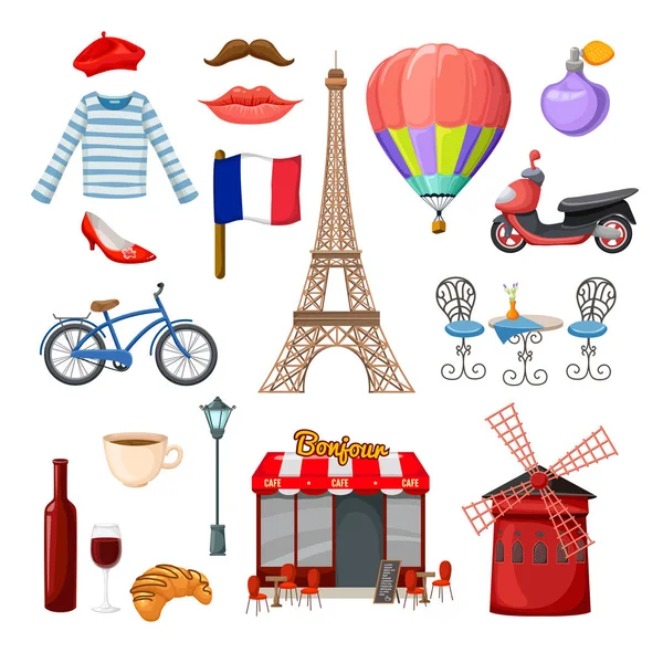 Juego de iconos de París — Vector de stock