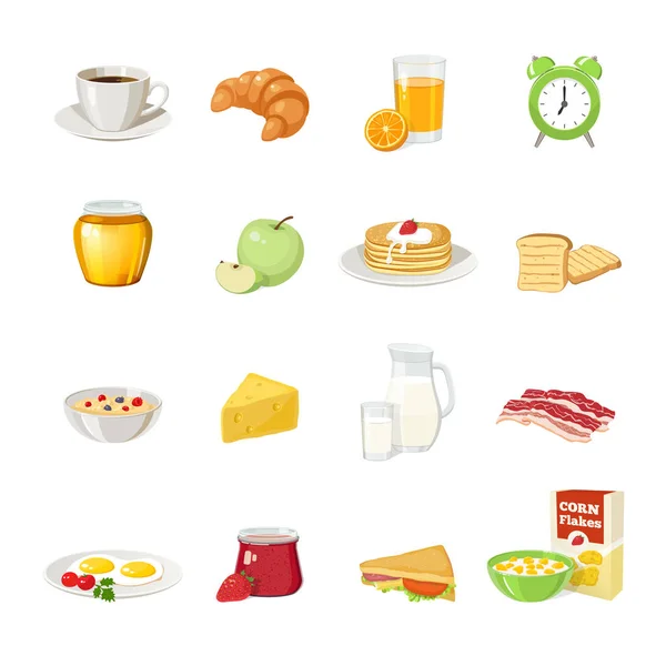 Juego de iconos de comida de desayuno — Archivo Imágenes Vectoriales