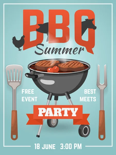 Cartel de barbacoa de verano — Vector de stock