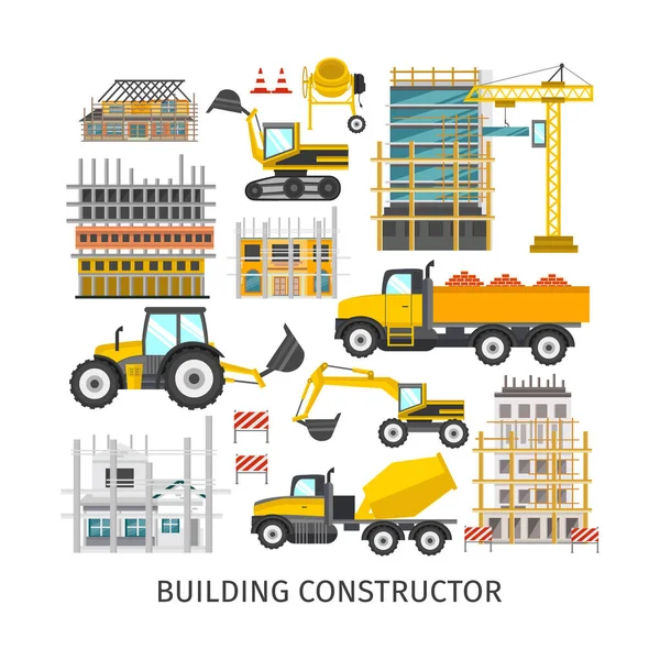 Building Elements Flat Constructor — Stock Vector